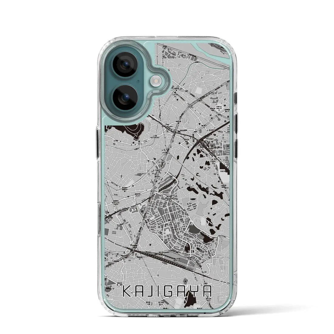 【梶が谷（神奈川県）】地図柄iPhoneケース（MagSafeタイプ）モノトーン・iPhone 16 Pro 用