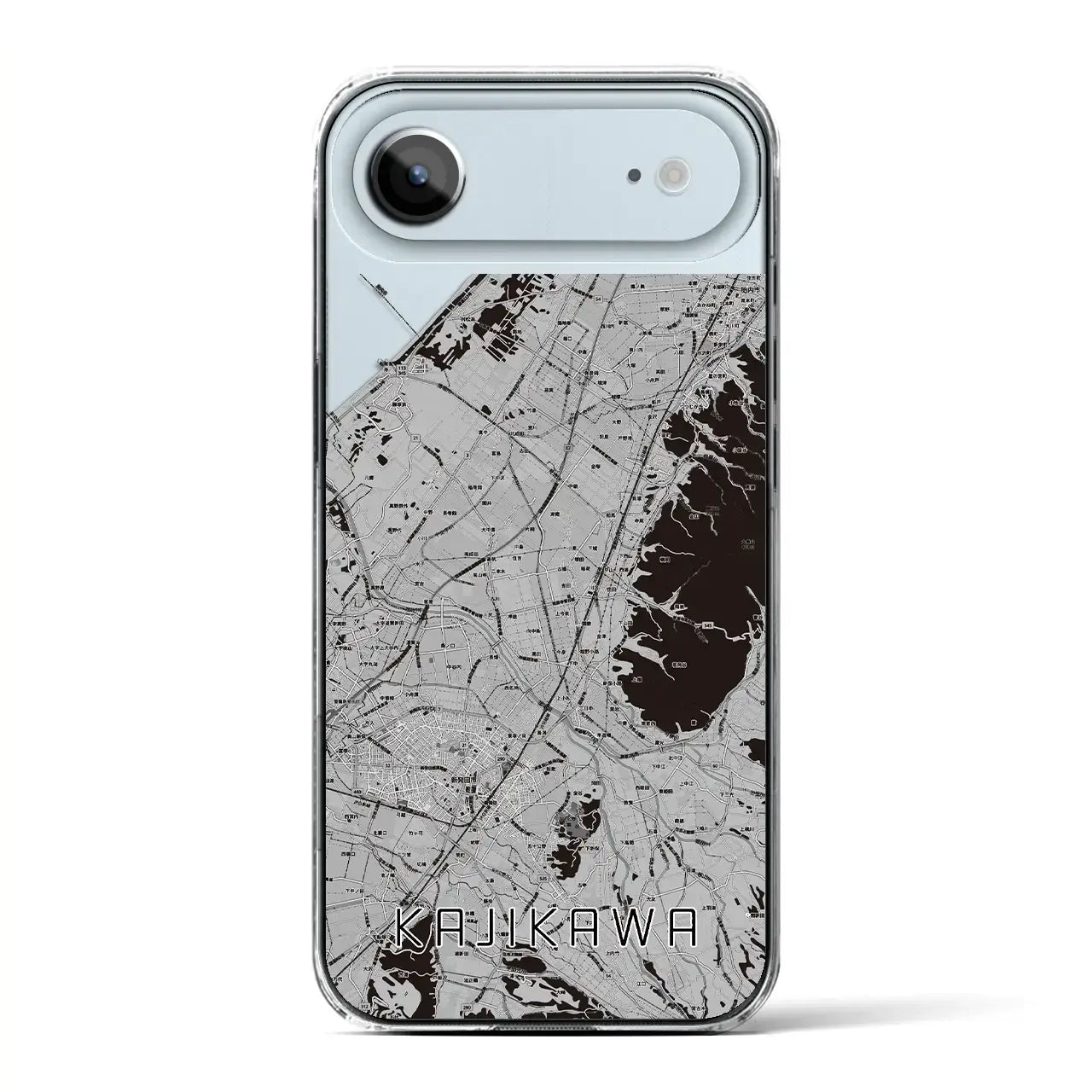 【加治川（新潟県）】地図柄iPhoneケース（クリアタイプ）モノトーン・iPhone 17 Pro Max 用