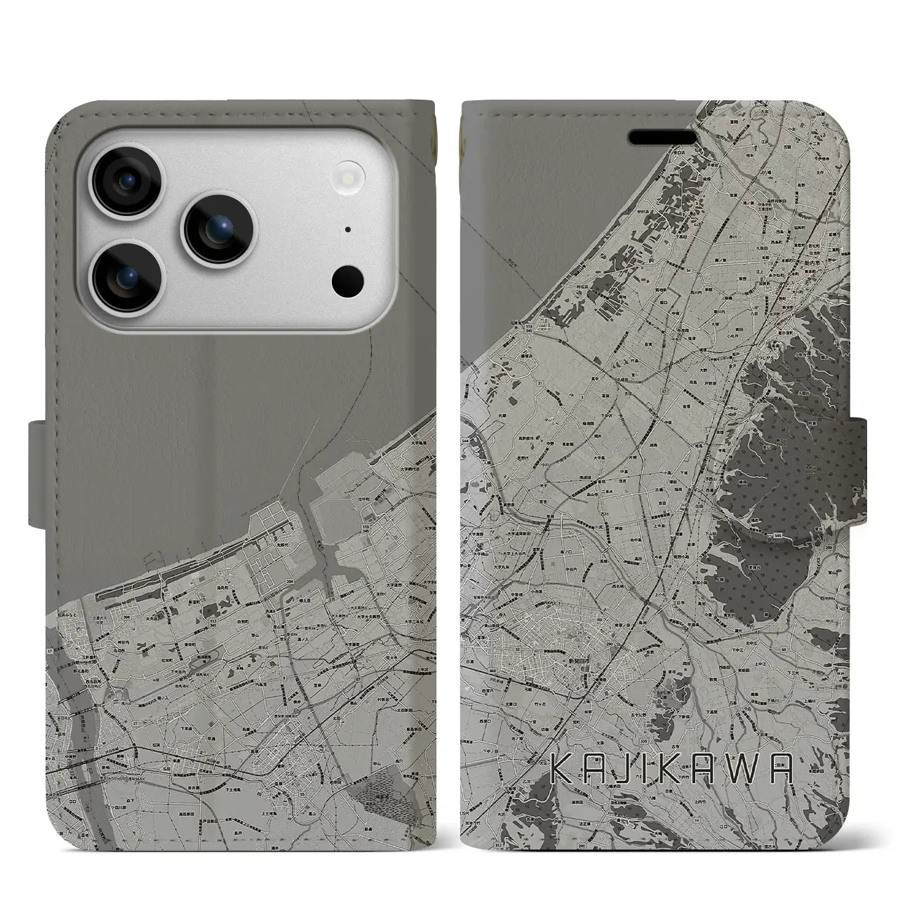 【加治川（新潟県）】地図柄iPhoneケース（手帳タイプ）