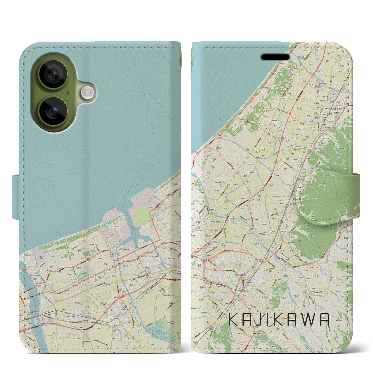 【加治川（新潟県）】地図柄iPhoneケース（手帳タイプ）