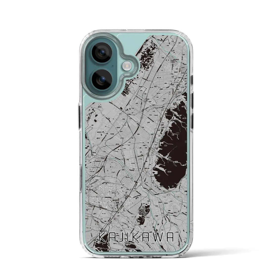 【加治川(新潟県)】地図柄iPhoneケース(MagSafeタイプ)モノトーン・iPhone 16 Pro 用