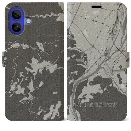 【鰍沢（山梨県）】地図柄iPhoneケース（手帳タイプ）モノトーン・iPhone 16 Pro Max 用