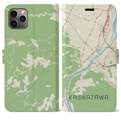 【鰍沢（山梨県）】地図柄iPhoneケース（手帳タイプ）ナチュラル・iPhone 11 Pro Max 用