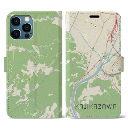 【鰍沢（山梨県）】地図柄iPhoneケース（手帳タイプ）ナチュラル・iPhone 12 / 12 Pro 用