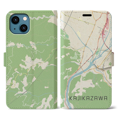 【鰍沢（山梨県）】地図柄iPhoneケース（手帳タイプ）ナチュラル・iPhone 13 用