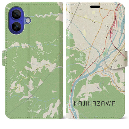 【鰍沢（山梨県）】地図柄iPhoneケース（手帳タイプ）ナチュラル・iPhone 16 Pro Max 用