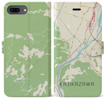 【鰍沢（山梨県）】地図柄iPhoneケース（手帳タイプ）ナチュラル・iPhone 8Plus /7Plus / 6sPlus / 6Plus 用