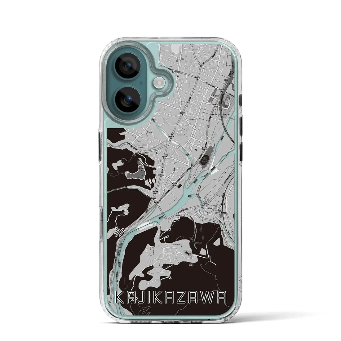 【鰍沢（山梨県）】地図柄iPhoneケース（MagSafeタイプ）モノトーン・iPhone 16 Pro 用