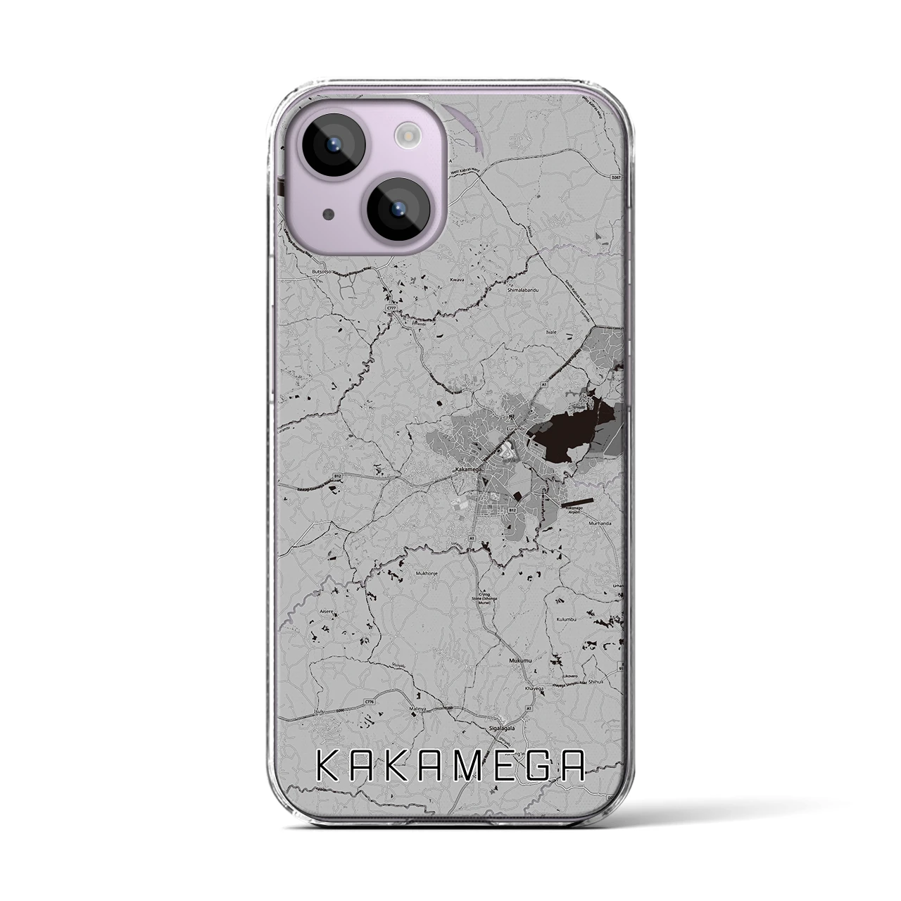 【カカメガ（ケニア）】地図柄iPhoneケース（クリアタイプ）