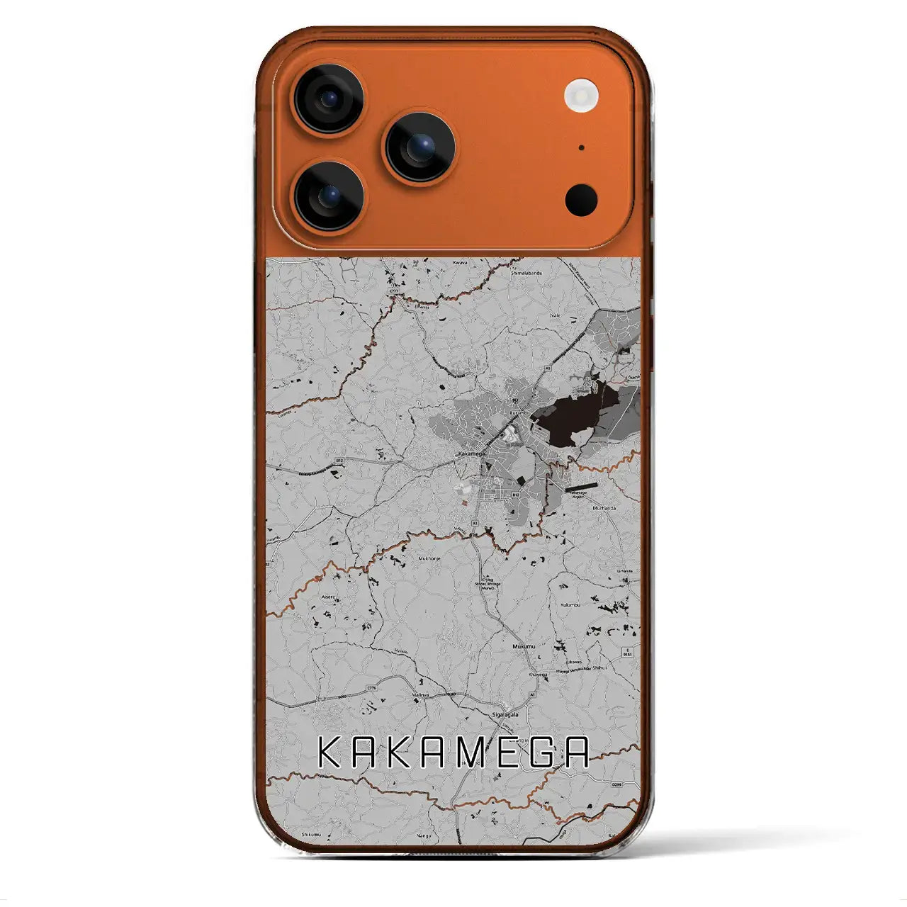 【カカメガ（ケニア）】地図柄iPhoneケース（クリアタイプ）モノトーン・iPhone 17 Pro Max 用