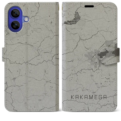 【カカメガ（ケニア）】地図柄iPhoneケース（手帳タイプ）モノトーン・iPhone 16 Pro Max 用