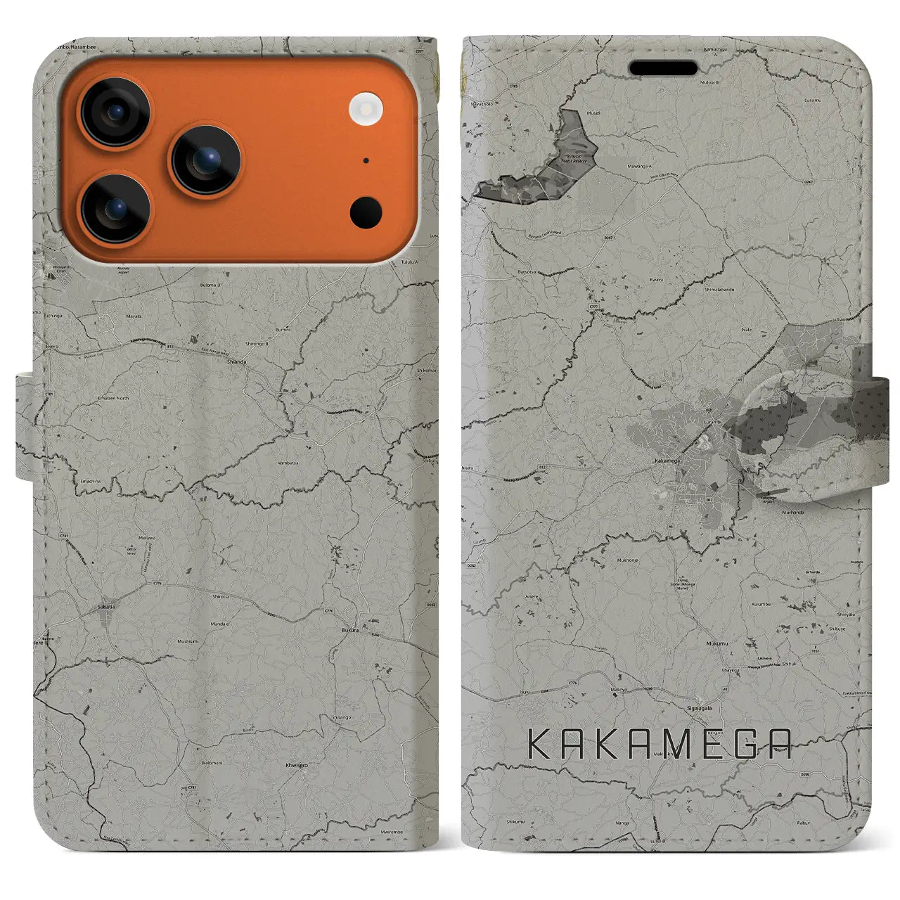 【カカメガ（ケニア）】地図柄iPhoneケース（手帳タイプ）