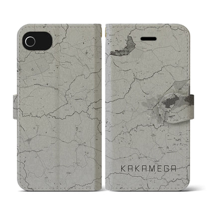 【カカメガ（ケニア）】地図柄iPhoneケース（手帳タイプ）モノトーン・iPhone SE（第3 / 第2世代） / 8 / 7 / 6s / 6 用