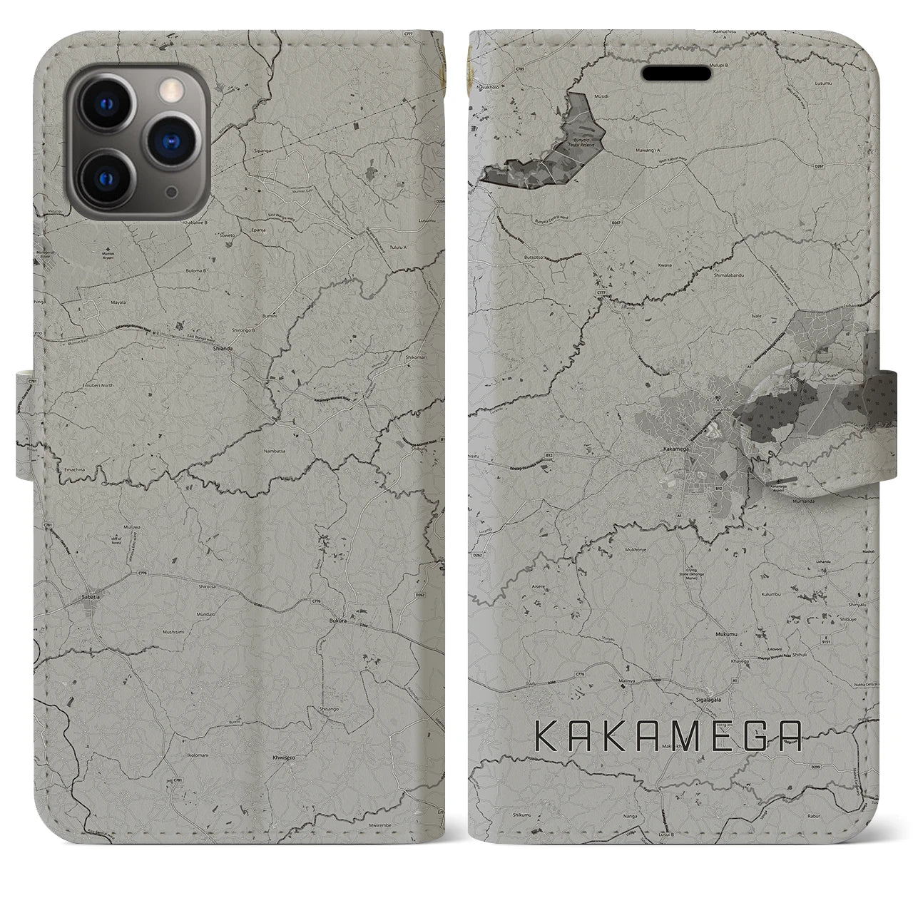 【カカメガ（ケニア）】地図柄iPhoneケース（手帳タイプ）