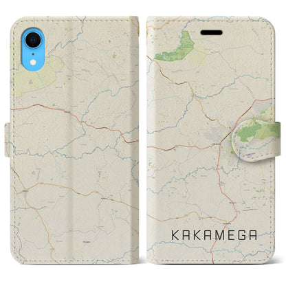 【カカメガ（ケニア）】地図柄iPhoneケース（手帳タイプ）ナチュラル・iPhone XR 用