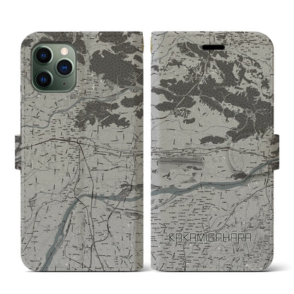 【各務原（岐阜県）】地図柄iPhoneケース（手帳タイプ）モノトーン・iPhone 11 Pro 用