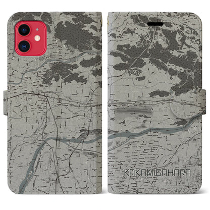 【各務原（岐阜県）】地図柄iPhoneケース（手帳タイプ）モノトーン・iPhone 11 用