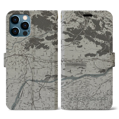 【各務原（岐阜県）】地図柄iPhoneケース（手帳タイプ）モノトーン・iPhone 12 / 12 Pro 用