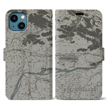 【各務原（岐阜県）】地図柄iPhoneケース（手帳タイプ）モノトーン・iPhone 13 用