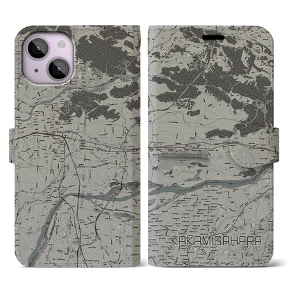 【各務原（岐阜県）】地図柄iPhoneケース（手帳タイプ）モノトーン・iPhone 14 用