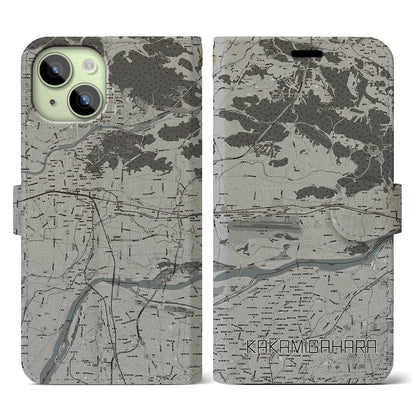 【各務原（岐阜県）】地図柄iPhoneケース（手帳タイプ）モノトーン・iPhone 15 用