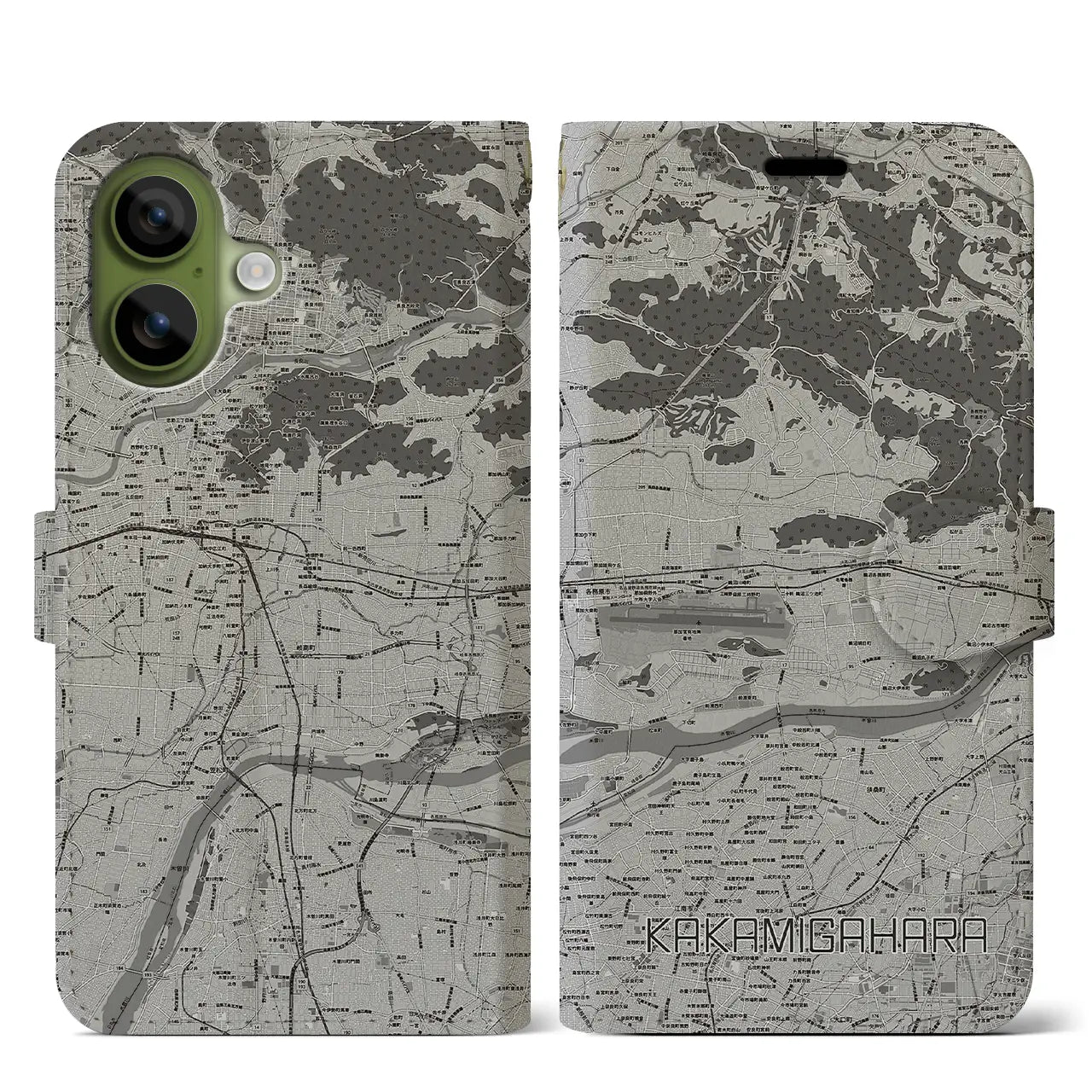 【各務原（岐阜県）】地図柄iPhoneケース（手帳タイプ）