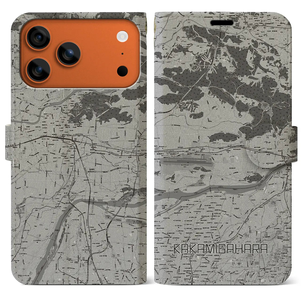 【各務原（岐阜県）】地図柄iPhoneケース（手帳タイプ）