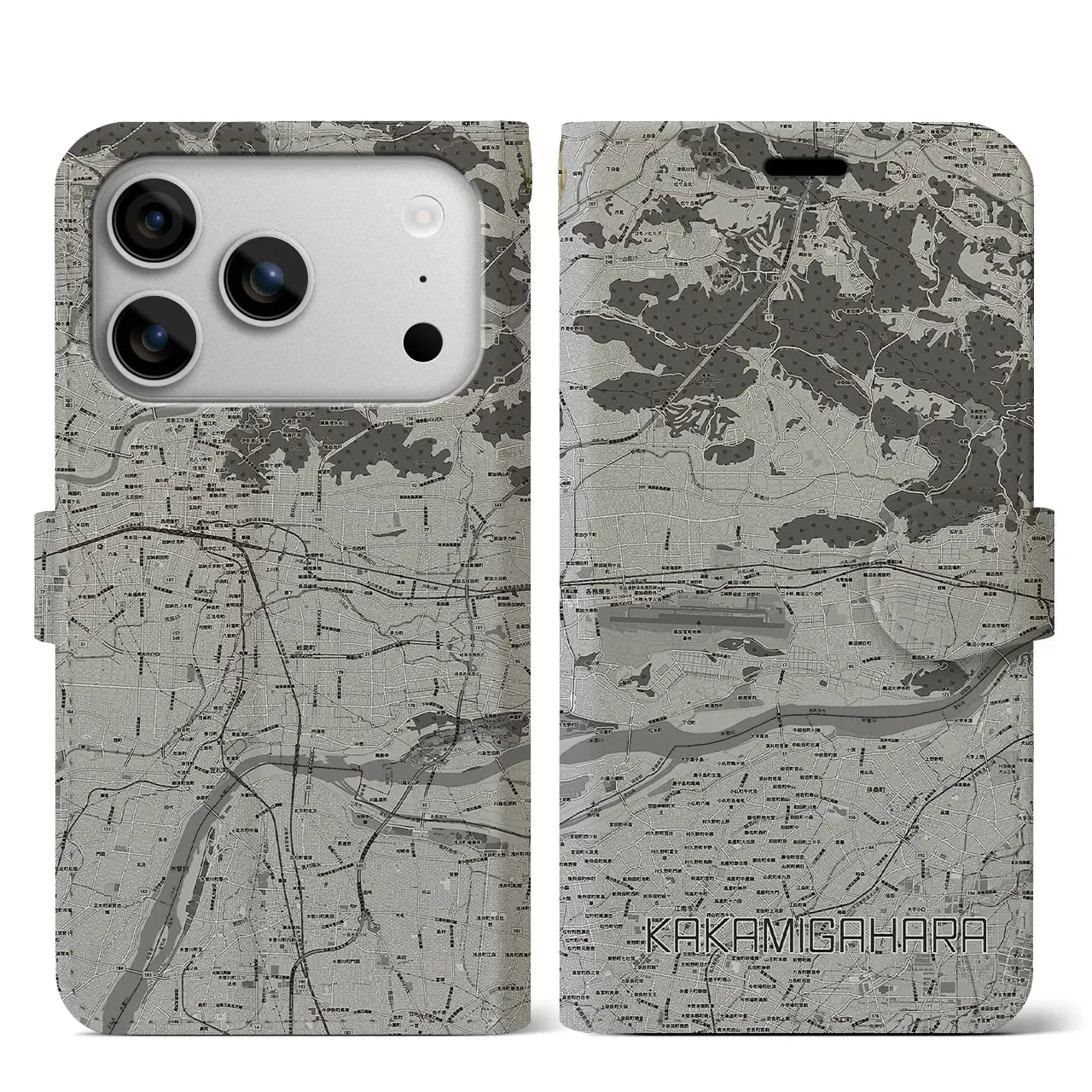 【各務原（岐阜県）】地図柄iPhoneケース（手帳タイプ）