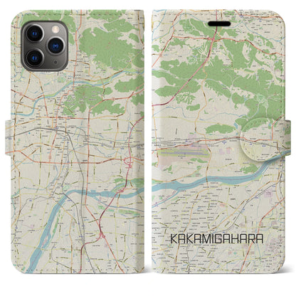 【各務原（岐阜県）】地図柄iPhoneケース（手帳タイプ）ナチュラル・iPhone 11 Pro Max 用