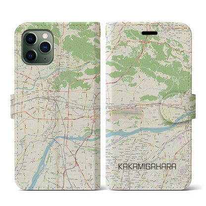 【各務原（岐阜県）】地図柄iPhoneケース（手帳タイプ）ナチュラル・iPhone 11 Pro 用