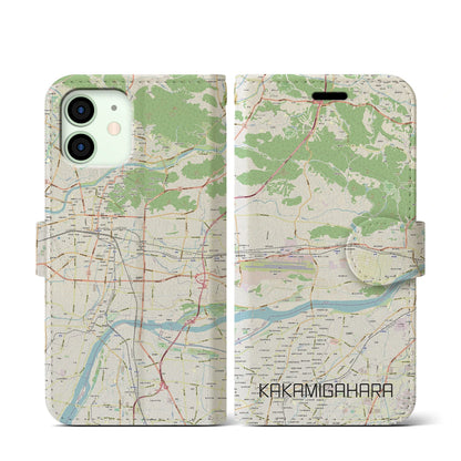【各務原（岐阜県）】地図柄iPhoneケース（手帳タイプ）ナチュラル・iPhone 12 mini 用