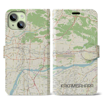 【各務原（岐阜県）】地図柄iPhoneケース（手帳タイプ）ナチュラル・iPhone 15 用