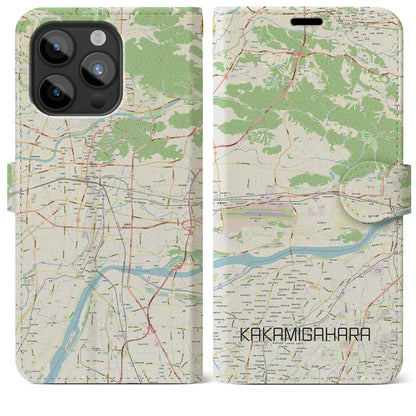 【各務原（岐阜県）】地図柄iPhoneケース（手帳タイプ）ナチュラル・iPhone 15 Pro Max 用