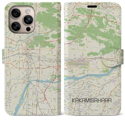 【各務原（岐阜県）】地図柄iPhoneケース（手帳タイプ）ナチュラル・iPhone 16 Plus 用