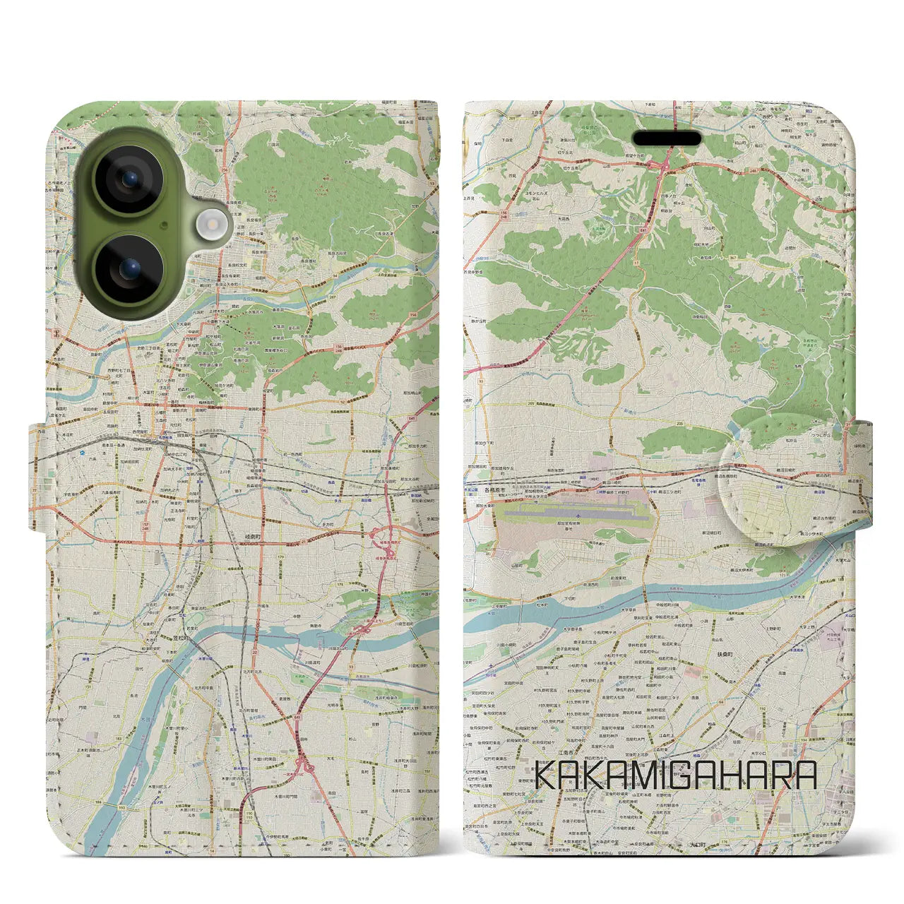 【各務原（岐阜県）】地図柄iPhoneケース（手帳タイプ）