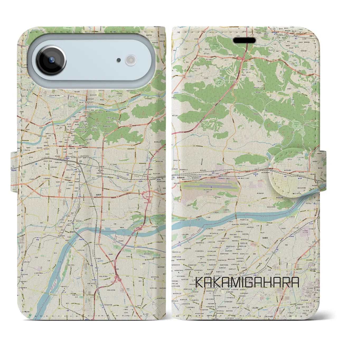 【各務原（岐阜県）】地図柄iPhoneケース（手帳タイプ）