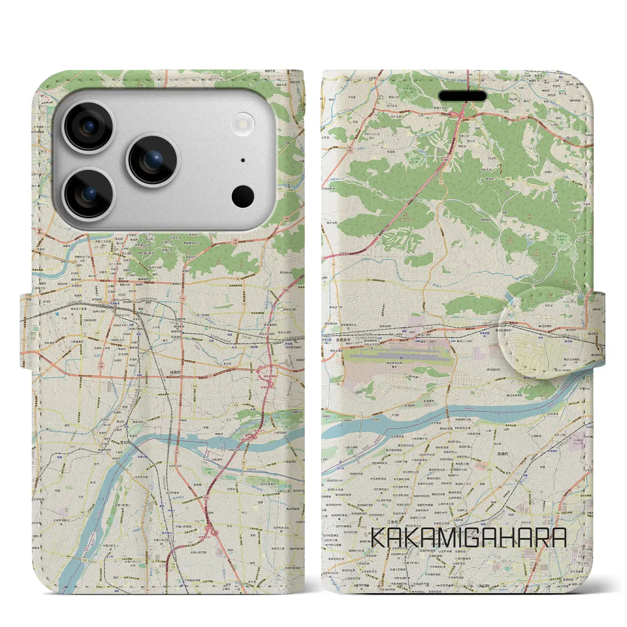 【各務原（岐阜県）】地図柄iPhoneケース（手帳タイプ）