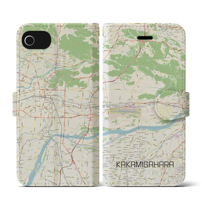 【各務原（岐阜県）】地図柄iPhoneケース（手帳タイプ）ナチュラル・iPhone SE（第3 / 第2世代） / 8 / 7 / 6s / 6 用