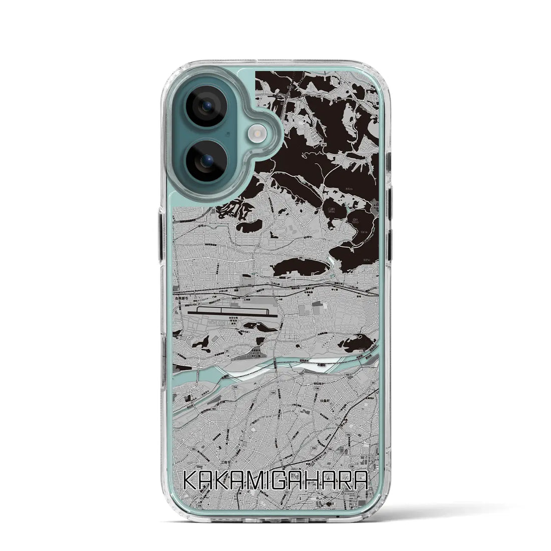 【各務原(岐阜県)】地図柄iPhoneケース(MagSafeタイプ)モノトーン・iPhone 16 Pro 用