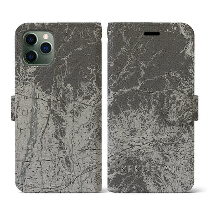 【掛川2（静岡県）】地図柄iPhoneケース（手帳タイプ）モノトーン・iPhone 11 Pro 用