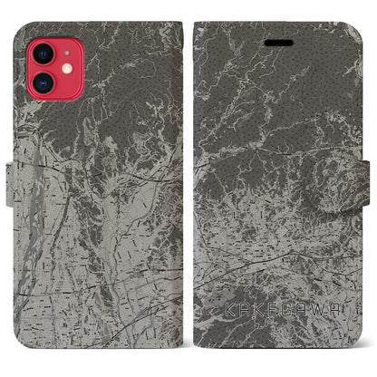 【掛川2（静岡県）】地図柄iPhoneケース（手帳タイプ）モノトーン・iPhone 11 用
