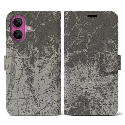 【掛川2（静岡県）】地図柄iPhoneケース（手帳タイプ）モノトーン・iPhone 16 Pro 用