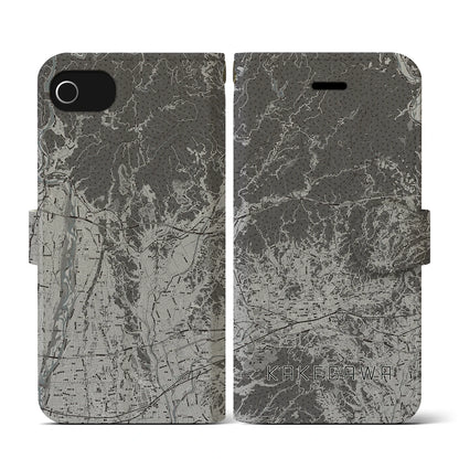 【掛川2（静岡県）】地図柄iPhoneケース（手帳タイプ）モノトーン・iPhone SE（第3 / 第2世代） / 8 / 7 / 6s / 6 用