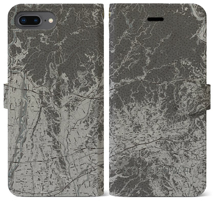 【掛川2（静岡県）】地図柄iPhoneケース（手帳タイプ）モノトーン・iPhone 8Plus /7Plus / 6sPlus / 6Plus 用