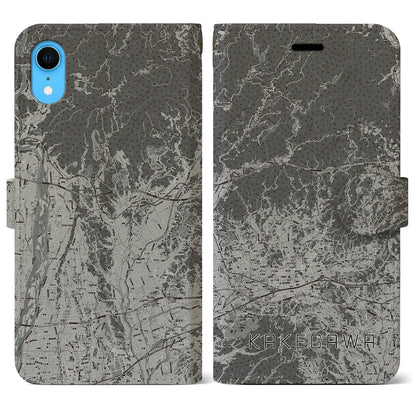 【掛川2（静岡県）】地図柄iPhoneケース（手帳タイプ）モノトーン・iPhone XR 用