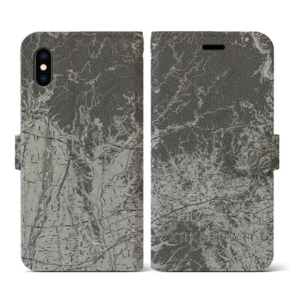 【掛川2（静岡県）】地図柄iPhoneケース（手帳タイプ）モノトーン・iPhone XS / X 用