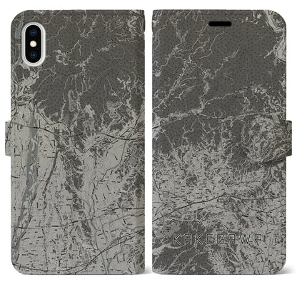 【掛川2（静岡県）】地図柄iPhoneケース（手帳タイプ）モノトーン・iPhone XS Max 用