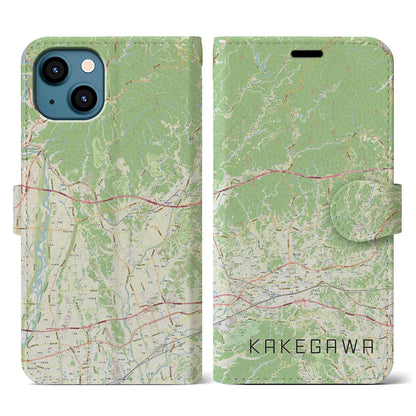 【掛川2（静岡県）】地図柄iPhoneケース（手帳タイプ）ナチュラル・iPhone 13 用