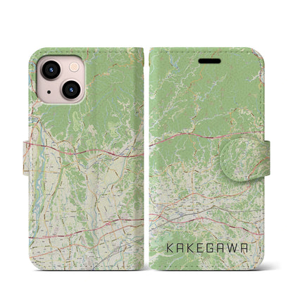 【掛川2（静岡県）】地図柄iPhoneケース（手帳タイプ）ナチュラル・iPhone 13 mini 用