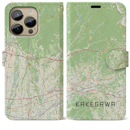 【掛川2（静岡県）】地図柄iPhoneケース（手帳タイプ）ナチュラル・iPhone 14 Pro Max 用